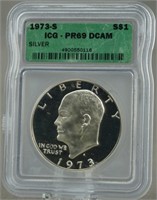 1973-S Eisenhower Silver Dollar ICG  PR-69