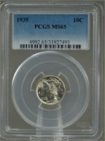1935 Mercury Dime PCGS MS-65