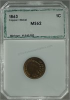 1863 Indian Head Cent PCI MS-62