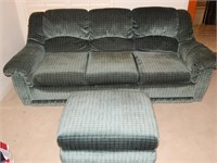 GREEN HIDE A BED COUCH WITH OTTOMAN