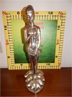 LARGE 23" SILVER PLATED DECO LADY SCULPTURE