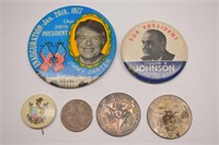 GROUP SMALL ITEMS COINS, POLITICAL BADGES, 1811