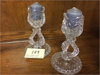 Etched Lead Crystal Loon Votive Candle Holders