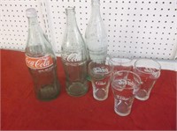 Coke-a-Cola Large 32 Oz Bottles & Glasses