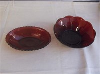 Two Ruby Red Bowls