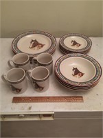 Set of Horse Print Dishes - Used Condition
