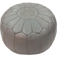 Cerise Leather Pouf