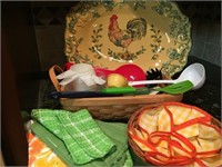 Rooster Platter and Utensils