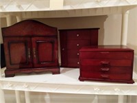 Red Toned Dark Wood Jewelry Boxes