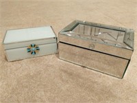 Pair of Glass/Mirror Framed Jewelry Boxes