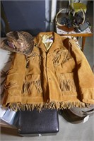 Rawhide Jacket by Schott (size 46) and Cowboy Hat