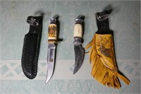 2 Hunting Knives w/ Leather Sheaths