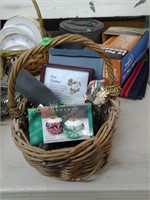 Basket Lot of Christmas and Religious Items