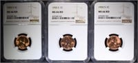 3 - 1955 S LINCOLN CENTS NGC MS66 RD