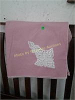 Pink tablecloth with applique