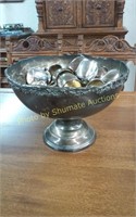 Silverplate punchbowl with 19 cups