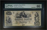 1850's $50 CANAL BANK PMG 66 EPQ