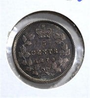 1870 SILVER 5 CENTS CANADA  CH.AU/BU