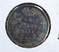 1871 SILVER 10 CENTS CANADA  CH.AU