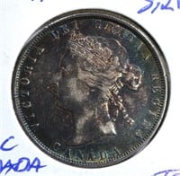 1872 H SILVER 50 CENTS CANADA  CH.XF