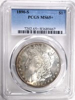 1890-S MORGAN DOLLAR PCGS MS65+