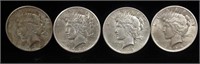 4 Peace Silver Dollars 2- 1922, 1923,