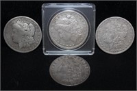 4 Morgan Silver Dollars 1879, 1891 o, 1891,