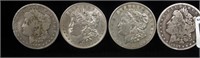 4 Morgan Silver Dollars 1879, 1897 o, 1900 o,