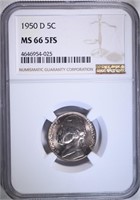 1950-D JEFFERSON NICKEL NGC MS66 5FS