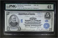 1902 PLAIN BACK $5 NATIONAL CURRENCY  PMG 45