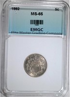 1882 LIBERTY NICKEL, EMGC GEM BU