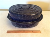 Medium Blue Granite Ware Roaster