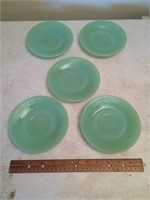 Lot of Five Fire King Jadeite Saucers - 6"