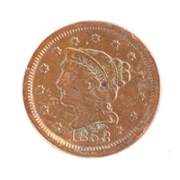 [US] 1853 Large Cent N-6 With Rim Cuds