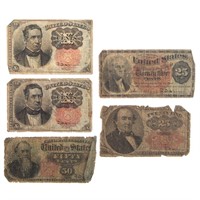 [US] Five US Fractional Currency Notes