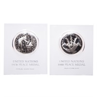 [World] 2 U.N. Sterling Silver Peace Medals