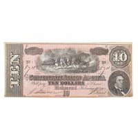 [US] $10 Confederate Note CS-68 AU/Unc