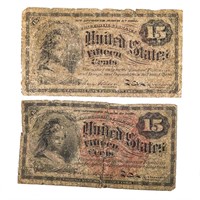 [US] 2- 15 cent Fractional Currency 4th Issue