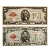 [US] Two 1928 Legal Tenders $2 and $5