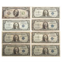 [US] 10 Silver Certificates, $10 FRN 4-$2's
