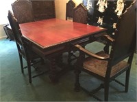 BARLEY TWIST ROSEWOOD HEAVILY CARVED DINING TABLE,