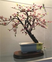 GLASS WEEPING CHERRY TREE WITH LACQUER VASE