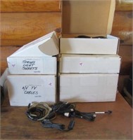 (5) Boxes of items including computer cables,