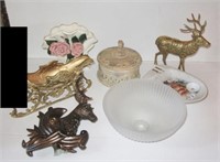 Misc. Holiday décor pieces, pottery vase with