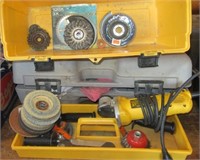 Plastic toolbox with DeWalt D28110 Angle grinder