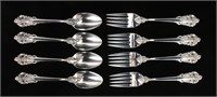 EIGHT WALLACE BAROQUE STERLING FORKS & SPOONS
