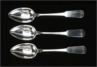THREE STERLING DUMOUTET SERVING SPOONS