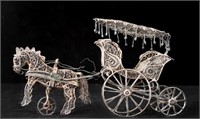 CHINESE EXPORT SILVER FILIGREE HORSE & CARRIAGE