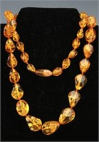 LONG AMBER NUGGET NECKLACE