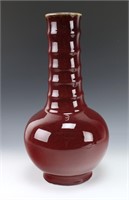 CHINESE OXBLOOD TALL NECK VASE